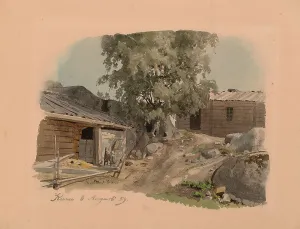 Yard Prints: Blacksmith's house and yard, 1859. Creator: Werner Holmberg