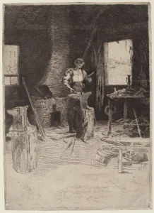 Blacksmiths Shop Gallery: The Blacksmiths Shop. Creator: Julian Alden Weir