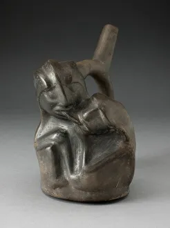 Kiss Gallery: Blackware Spouted Vessel in the Form of a Couple in an Erotic Embrace, 100 B.C. / A.D. 500