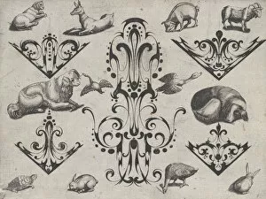 Goats Collection: Blackwork Designs with Various Mammals and Birds, Plate 5 from a Series of Blackwork... after 1622