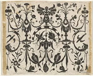 Visscher Gallery: Blackwork Print with a Symmetric Grotesque Pattern, ca. 1620
