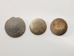 Ageing Prints: Three blank gaming disks, 1200-1400. Creator: Unknown