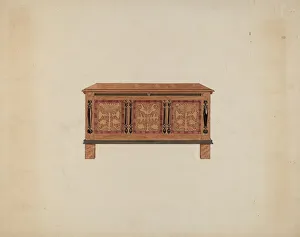 Martin Partyka Prints: Blanket Chest - Front View, c. 1936. Creator: Martin Partyka