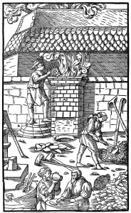 Smelting Prints: Blast furnace for smelting iron ore, 1556