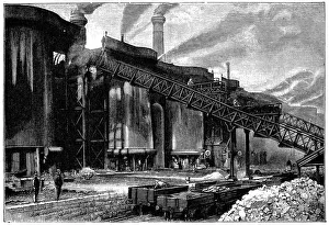 Mining Prints: Blast furnaces, Barrow Hematite Iron and Steel Company, Barrow in Furness, Cumbria, 1890