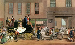 Havell Prints: The Blenheim, Leaving the Star Hotel, Oxford, 1831 (1927). Artist: Frederick James Havell