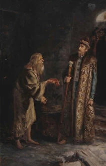 Images Dated 21st November 2017: Blessed Nicholas, the Fool for Christ of Pskov and Tsar Ivan IV the Terrible, 1899