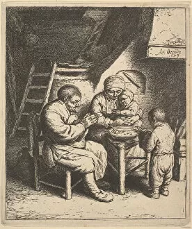 Adriaen Jansz Van Ostade Gallery: The Blessing, 1610-85. Creator: Adriaen van Ostade