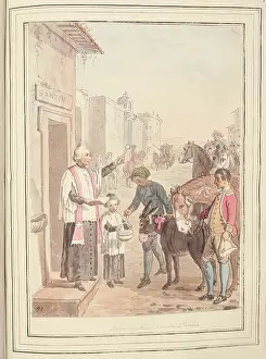 Locals Prints: Blessing the Beasts at Rome, leaf from A Collection of Dresses by David Allan Mostly