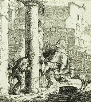 Wyck Thomas Prints: The Blind Beggar Tricked by Lazarillo, n.d. Creator: Thomas Wyck