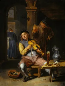 Toasting Prints: The Blind Fiddler, 1637-1677. Creator: Willem van Herp
