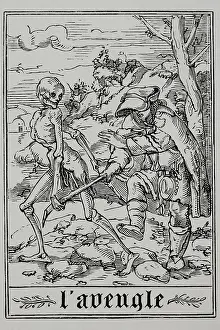 Blind Prints: The Blind Man from 'The Dance of Death', 1547, (1877). Creator: Unknown