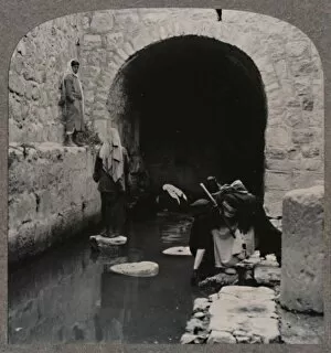 Blind men washing eyes in the Pool of Siloam, c1900