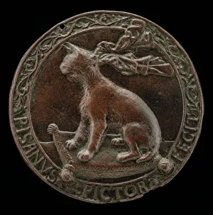 Pisanello Prints: Blindfolded Lynx Seated on a Cushion [reverse], c. 1441 / 1444. Creator: Pisanello