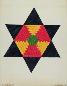 Star Shaped Prints: Block from Bedspread, c. 1937. Creator: Ruth M. Barnes