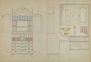 Block Front Desk with Cabinet Top, 1935/1942. Creator: Jack Bochner