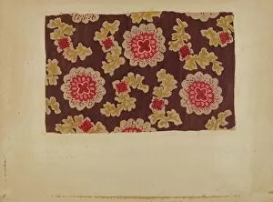 Watercolor And Graphite On Paperboard Collection: Block Printed Handkerchief, c. 1937. Creator: Dorothy Lacey