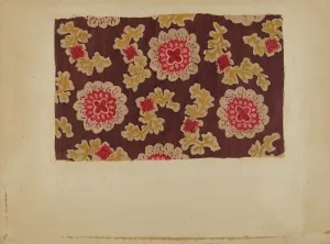 Watercolor And Graphite On Paperboard Collection: Block Printed Handkerchief, c. 1937. Creator: Dorothy Lacey