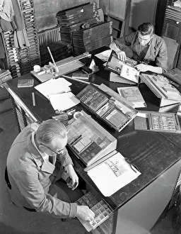 Mexborough Prints: Blocks being made up at a printing company, Mexborough, South Yorkshire, 1959. Artist