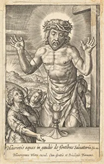 Jerome Wierix Gallery: The Blood of the Redeemer Venerated by Two Angels, before 1619