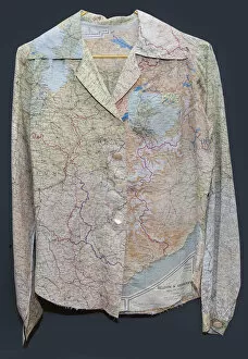 Blouse Collection: Blouse made from a silk escape map, 1940s. Creator: Unknown