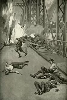 Bravery Gallery: Blowing Up A Bridge Across the Aisne at Soissons, (1919). Creator: Unknown
