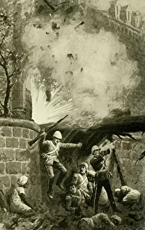 Revolt Of 1857 Prints: Blowing Up the Cashmere Gate, (1902). Creator: Unknown