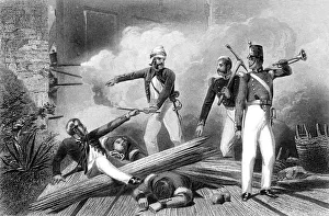 Burgess Collection: Blowing up of the Cashmere Gate, Delhi, Indian Mutiny, 1857