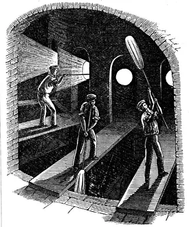 Blowing cylinder or sheet glass, c1860