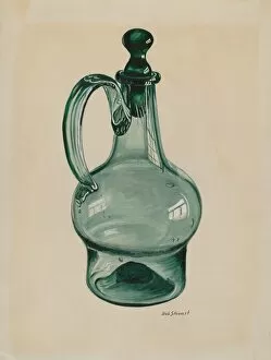Blown Glass Gallery: Blown Decanter, c. 1936. Creator: Robert Stewart