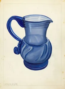 Blown Glass Gallery: Blown Glass - Pitcher, 1935 / 1942. Creator: Alvin Shiren