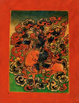 Retinue Prints: Blue Deity from Yama's Retinue (?) Riding a Bull