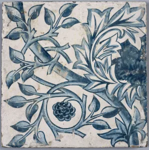 Blue floral motif. Tile, 1870s-1880s. Creator: Morris, William (1834-1896)