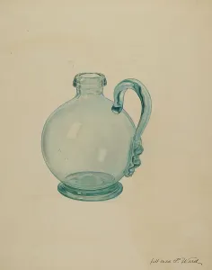 Blown Glass Prints: Blue Glass Egg Cup, c. 1940. Creator: Paul Ward