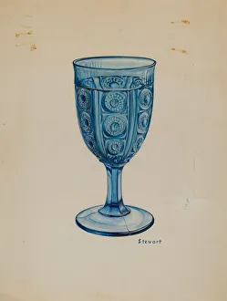 Glasswork Prints: Blue Goblet, c. 1937. Creator: Robert Stewart
