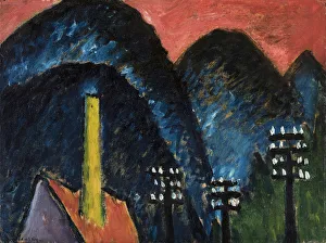 Javlensky Prints: Blue mountains (Landscape with yellow chimney)
