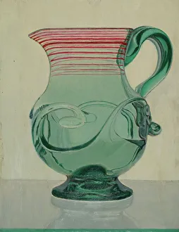 Oil Paint Prints: Blue Pitcher, c. 1936. Creator: Vincent Burzy