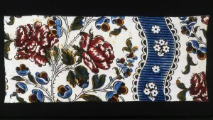 Floral Print Prints: Blue Ribbon (Furnishing Fabric), France, 1760 / 64. Creator: Unknown