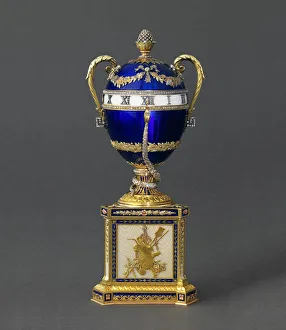 Gems Prints: Blue Serpent Clock Egg, 1895. Artist: Pershin