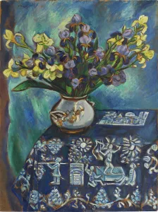 The blue tablecloth (Still life in blue), 1918. Creator: Pechstein, Hermann Max (1881-1955)