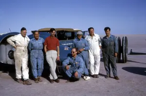 Designer Collection: Bluebird CN7 support crew, Ken Norris (3rd from left), Leo Villa (3rd from right)