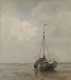Maris Jacob Henricus Prints: Bluff-bowed Fishing Boat on the Beach at Scheveningen