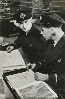Airline Collection: BOAC navigation officers drawing up a flight plan, World War II, c1939-c1944 (1946)