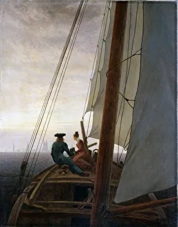 Caspar David Prints: On Board a Sailing Ship, between 1818 and 1820. Artist: Caspar David Friedrich