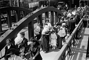 Boarding Prints: Boarding ferry for fresh air outing, 1913. Creator: Bain News Service