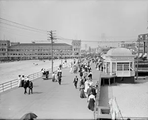 Leisure Activity Prints: Boardwalk, Atlantic City, N.J. c1908. Creator: Unknown