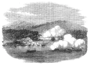 Bombarding Prints: Boat Attack, by H.M.S. Gorgon on on of the Aland Isles