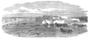 River Danube Prints: Boat Attack at the Sulineh Mouth of the Danube, 1854. Creator: Unknown