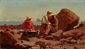 Rocky Prints: The Boat Builders, 1873. Creator: Winslow Homer