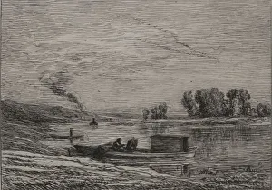 The Boat in Conflans, 1866. Creator: Charles Francois Daubigny (French, 1817-1878)